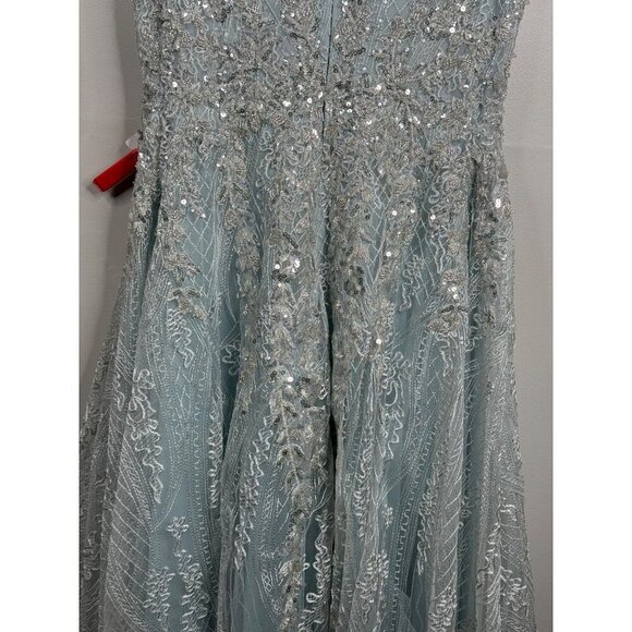 Mac Duggal 20312 Embroidered Sleeveless A Line Gown Ice Blue Size 10 NWT $798 - Picture 7 of 9